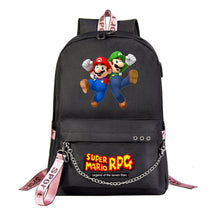 Super Mario Printed Usb Youth Student Backpack For Leisure Travel Backpack