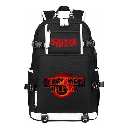 Strange Story Printed Usb Youth Student Backpack For Men And Women's Leisure Travel Backpack