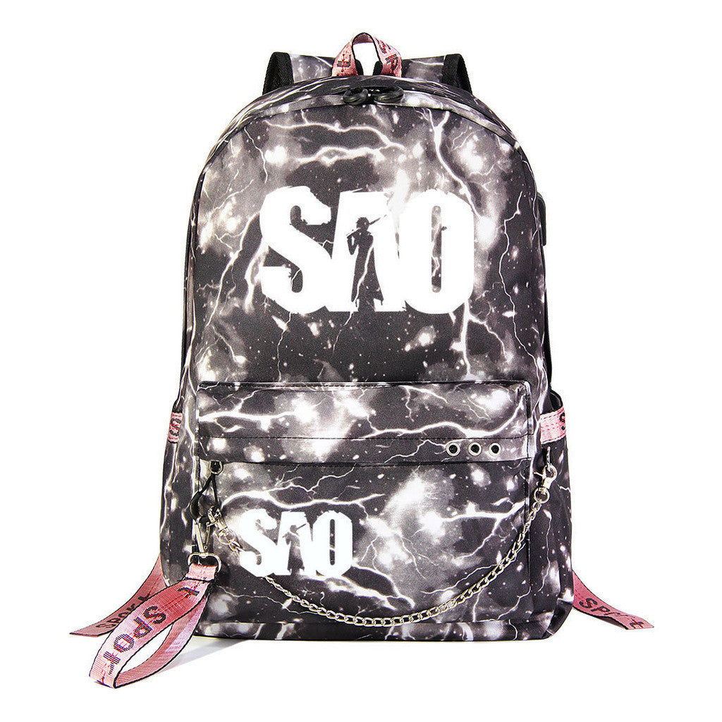 Sword God Domain Printed Usb Youth Student Backpack For Men And Women's Leisure Travel Backpack