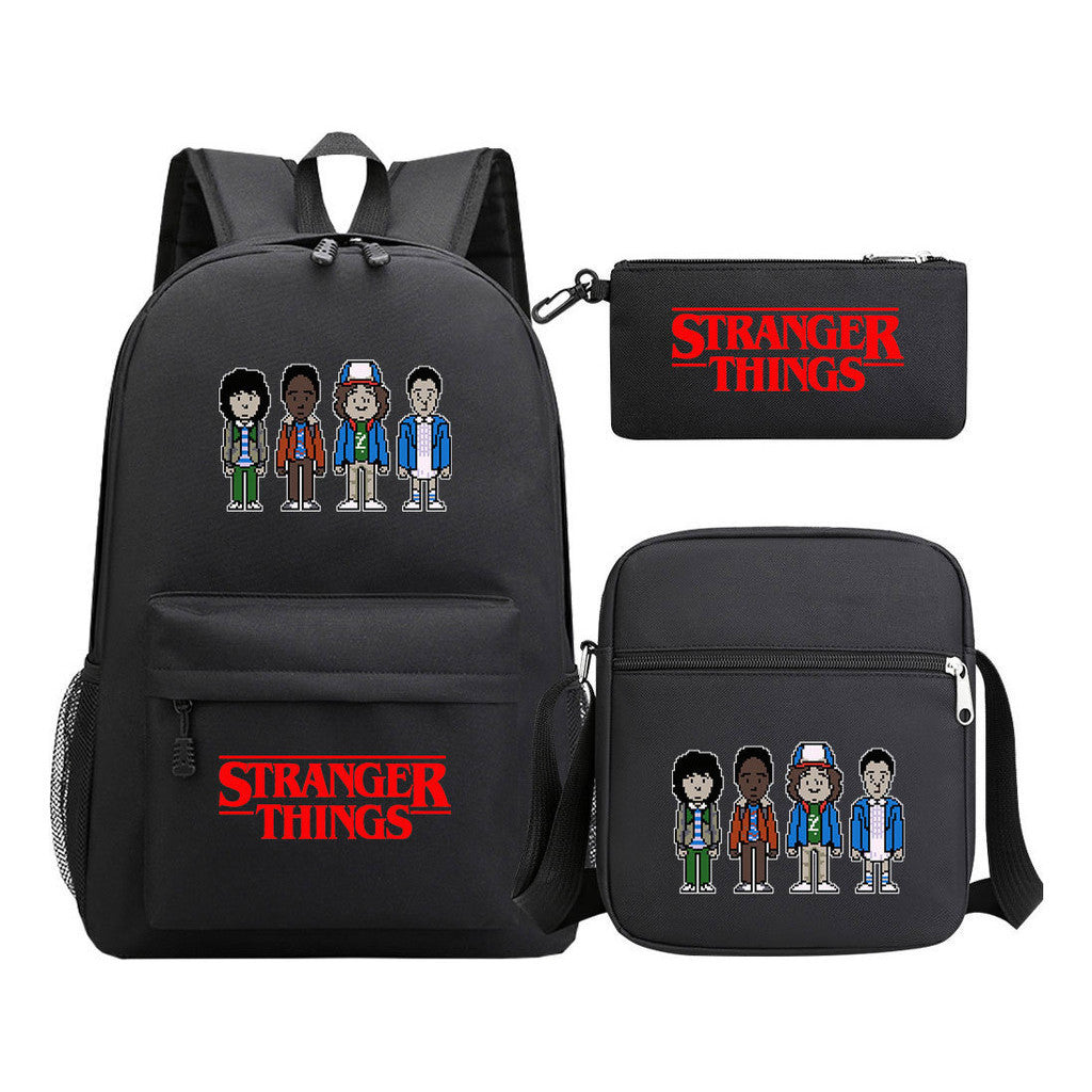 Strange Story Starry Sky Printed Youth Student Backpack 3-piece Set For Men And Women, Backpack Set