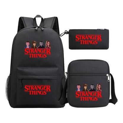 Strange Story Starry Sky Printed Youth Student Backpack 3-piece Set For Men And Women, Backpack Set