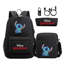 Interstellar Baby Stitch Usb Password Lock Youth Student Backpack 3-piece Set For Men And Women Backpacks