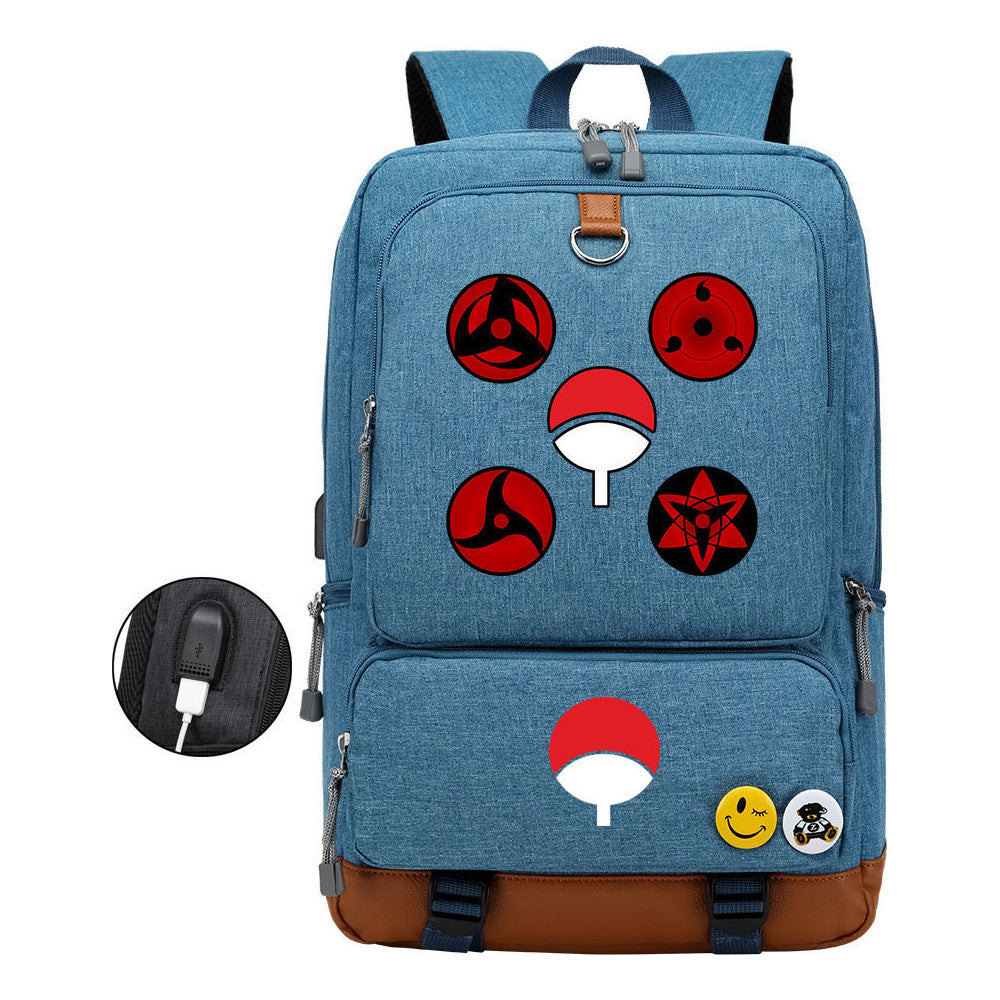 Naruto Printed Usb Student Backpack For Leisure Travel Backpack