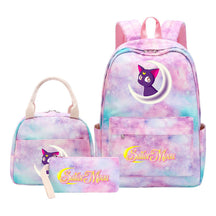 Anime Beauty Girl Warrior Youth Student Girl Schoolbag Lunch Bag Three Piece Set Backpack Set