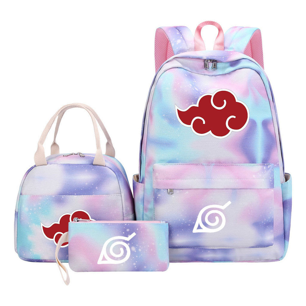 Naruto Student Girl Backpack Lunch Bag Three Piece Set Backpack Set