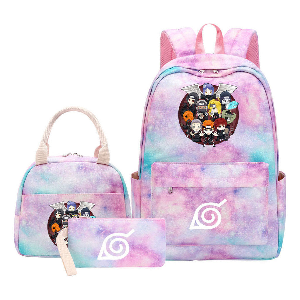 Naruto Student Girl Backpack Lunch Bag Three Piece Set Backpack Set