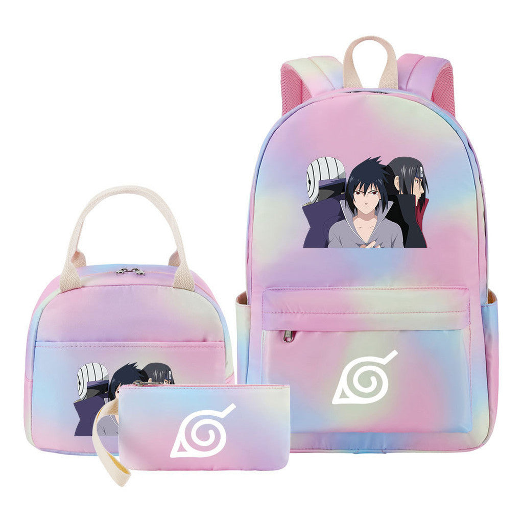 Naruto Student Girl Backpack Lunch Bag Three Piece Set Backpack Set