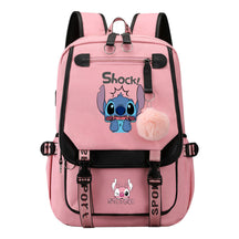 Interstellar Baby Stitch Usb Backpack For Men And Women, Casual Woven Strap Flip Back Backpack