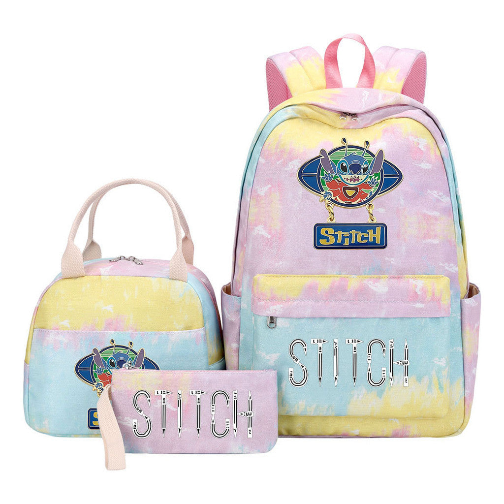 Interstellar Baby Stitch Student Girls School Bag Lunch Bag Three Piece Set Backpack Cover
