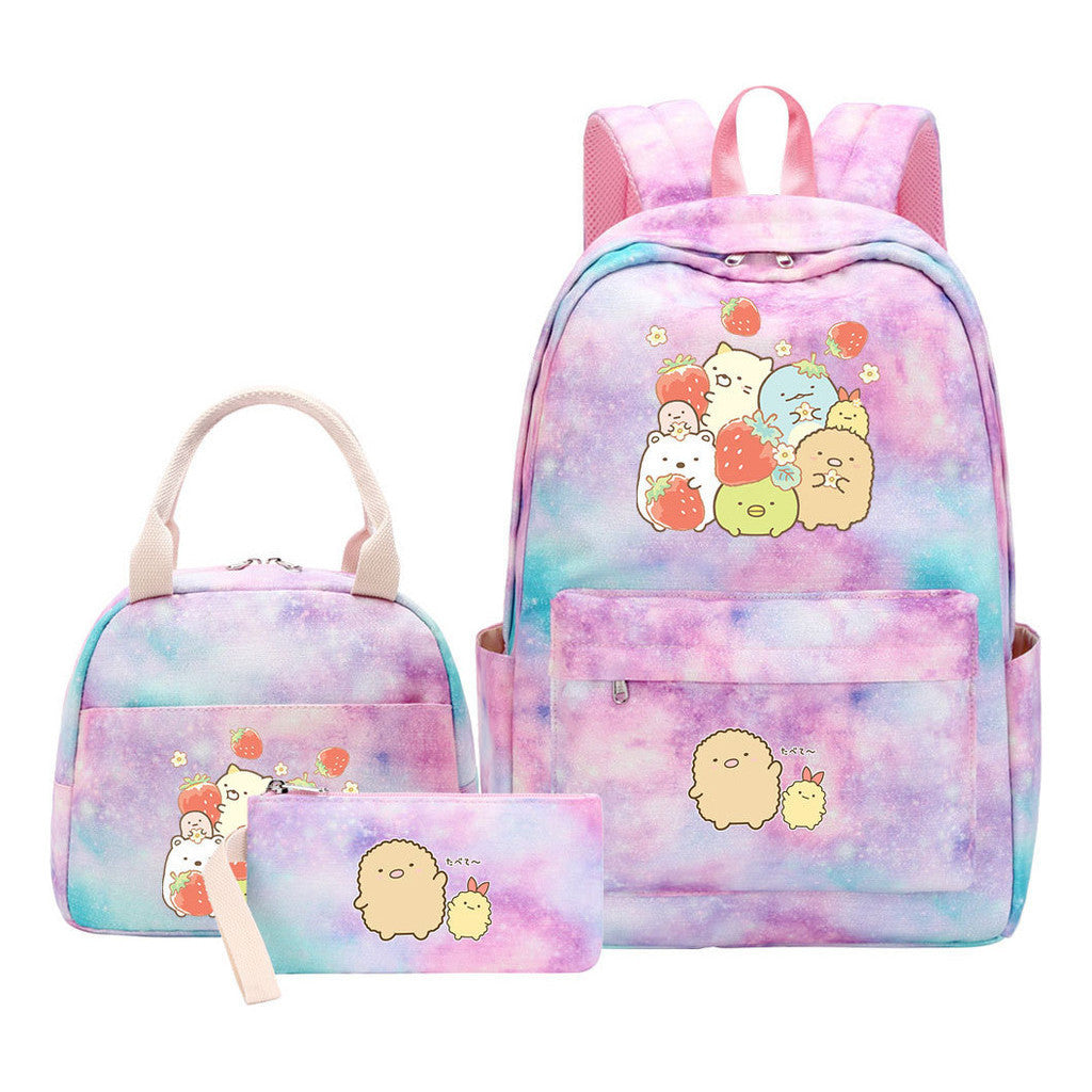 Game Corner Biology Youth Student Girls School Bag Lunch Bag Three Piece Set Backpack Set