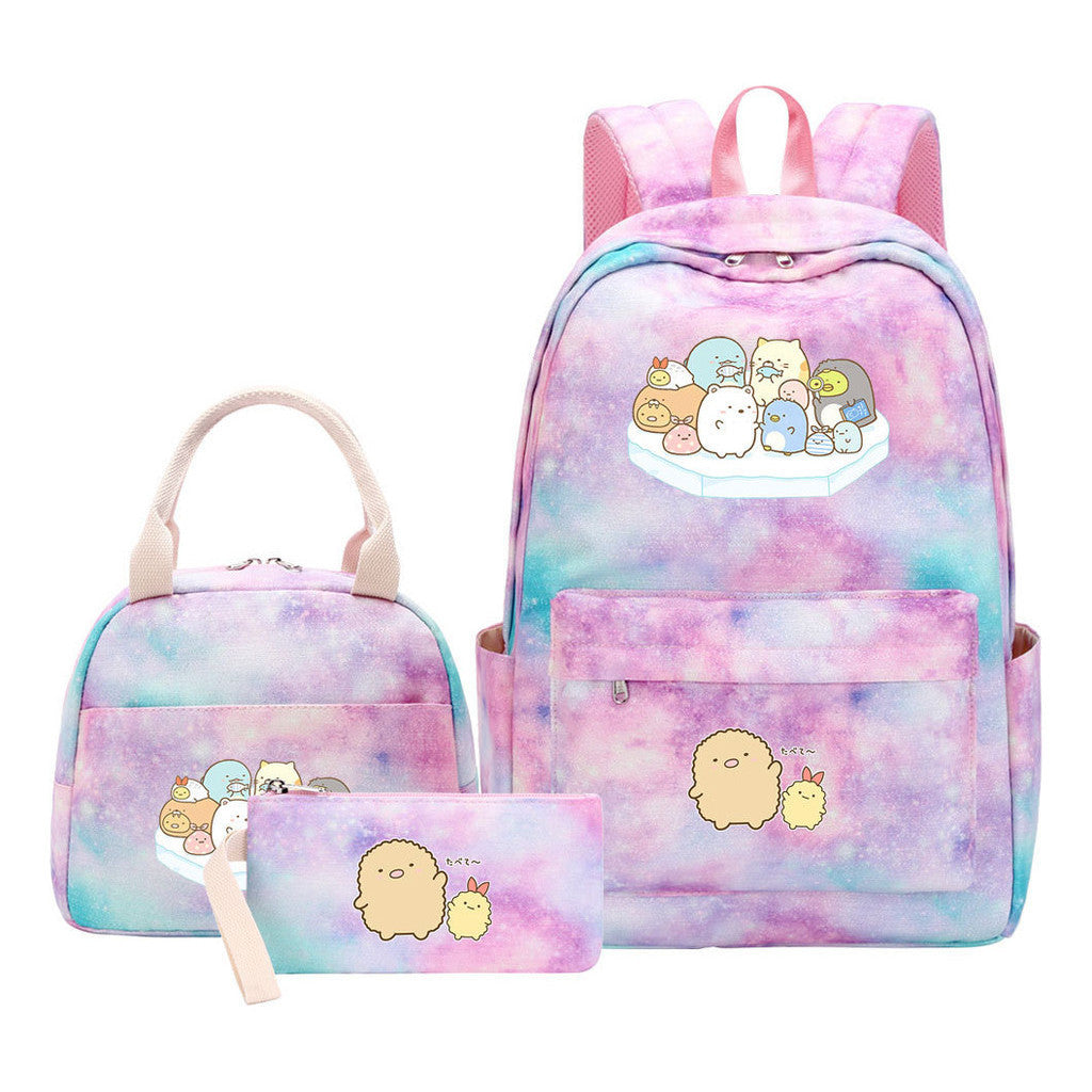 Game Corner Biology Youth Student Girls School Bag Lunch Bag Three Piece Set Backpack Set