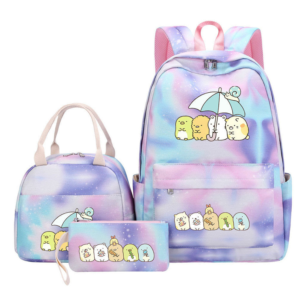 Game Corner Biology Student Girls School Bag Lunch Bag Three Piece Set Backpack Set