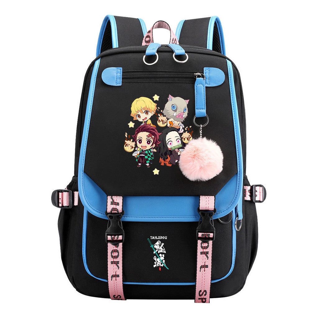 Cartoon Fashion Usb Student Backpack With Casual Woven Strap Flip Back Backpack