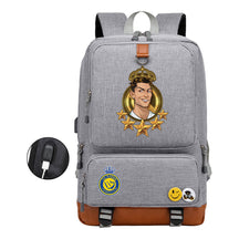 Football Star Cristiano Ronaldo Printed Usb Youth Student Backpack For Leisure Travel Backpack