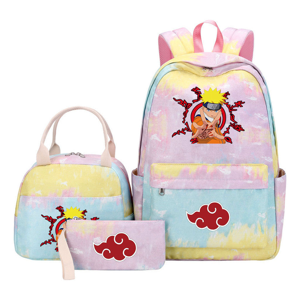 Naruto Teenage Student Girls School Bag Lunch Bag Three Piece Set Backpack Set