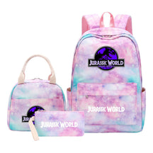 Jurassic Park Dinosaur Youth Student Girls School Bag Lunch Bag Three Piece Set Backpack Set