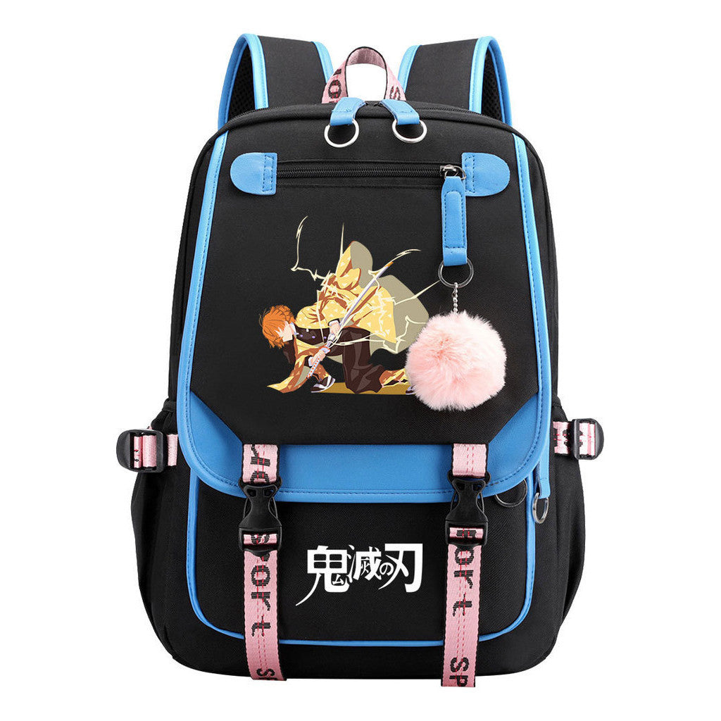 Cartoon Fashion Usb Youth School Bag For Boys And Girls Casual Ribbon Flip Backpack