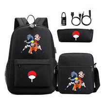 Naruto Usb Password Lock Year Student School Bag Three Piece Set Backpack Set