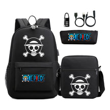 Cartoon Pirate King Usb Password Lock Youth Student School Bag Three Piece Set For Boys And Girls Backpack Set