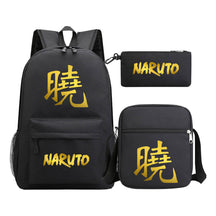 Golden Anime Naruto Starry Sky Youth Student School Bag Three Piece Set For Boys And Girls Backpack Set