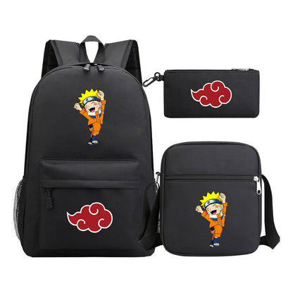 Anime Naruto Starry Sky Youth School Bag Three Piece Set For Boys And Girls Backpack Set
