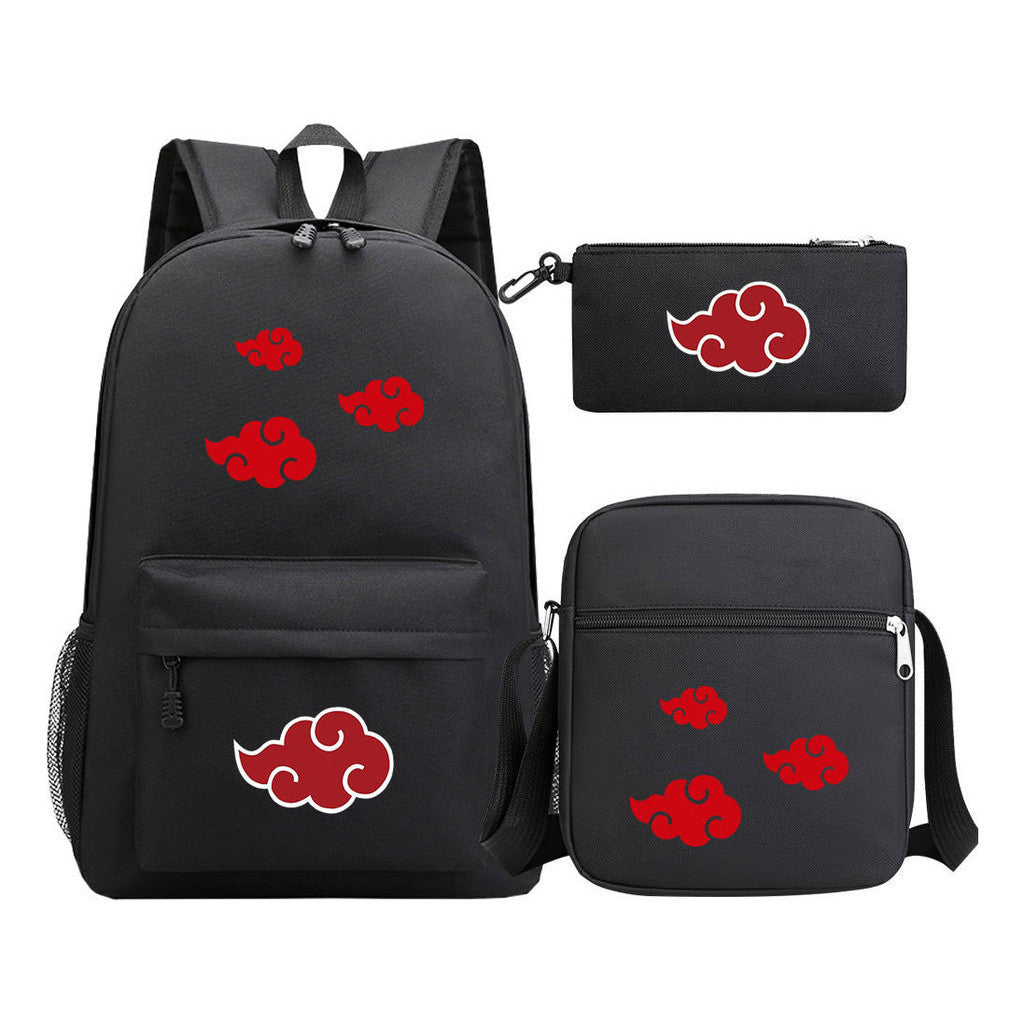 Anime Naruto Starry Sky Youth School Bag Three Piece Set For Boys And Girls Backpack Set