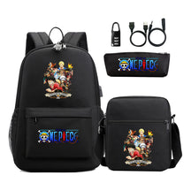 Cartoon Pirate King Usb Password Lock Youth Student Backpack Three Piece Set Backpack