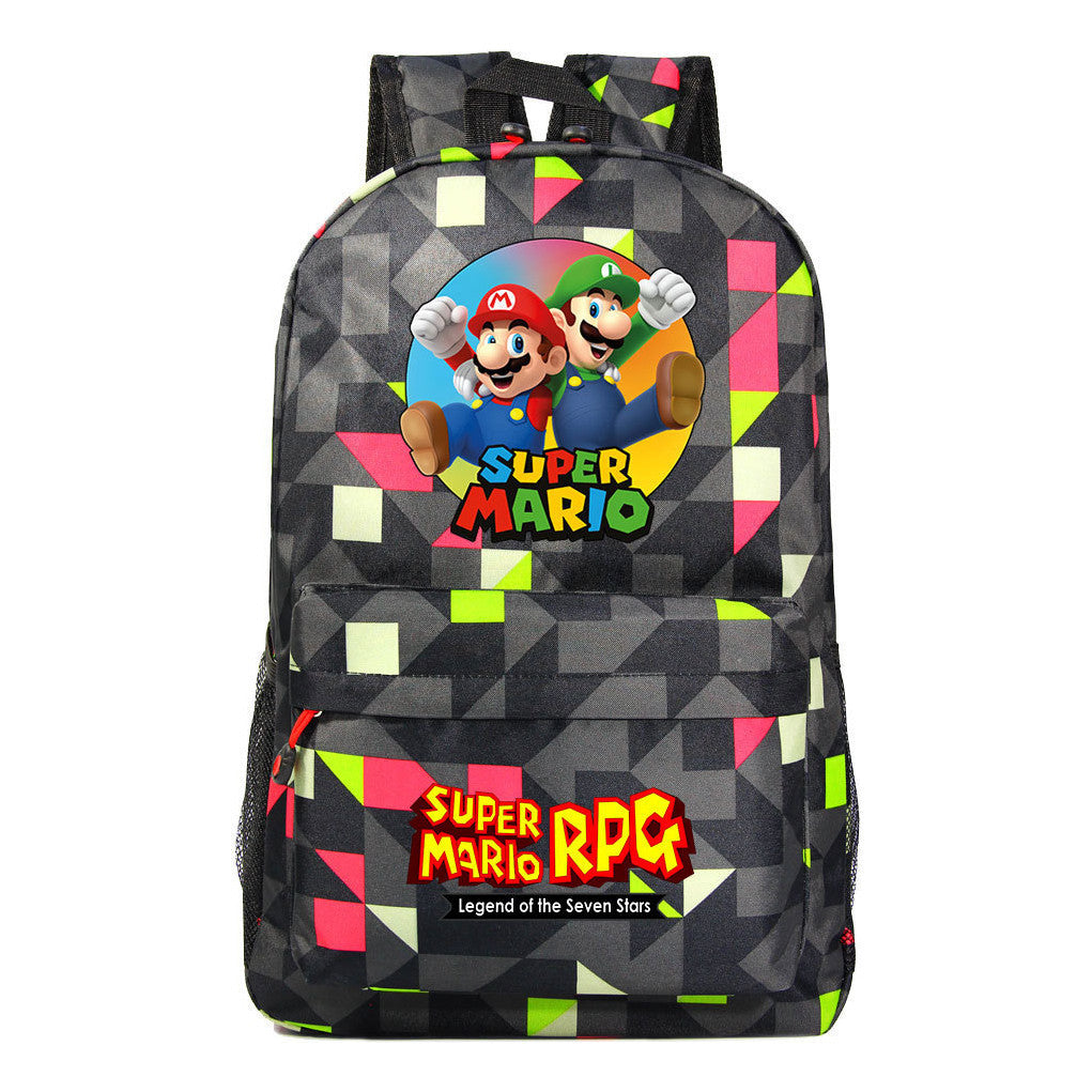 Super Mario Starry Sky Student Backpack For Men And Women's Leisure Travel Backpack