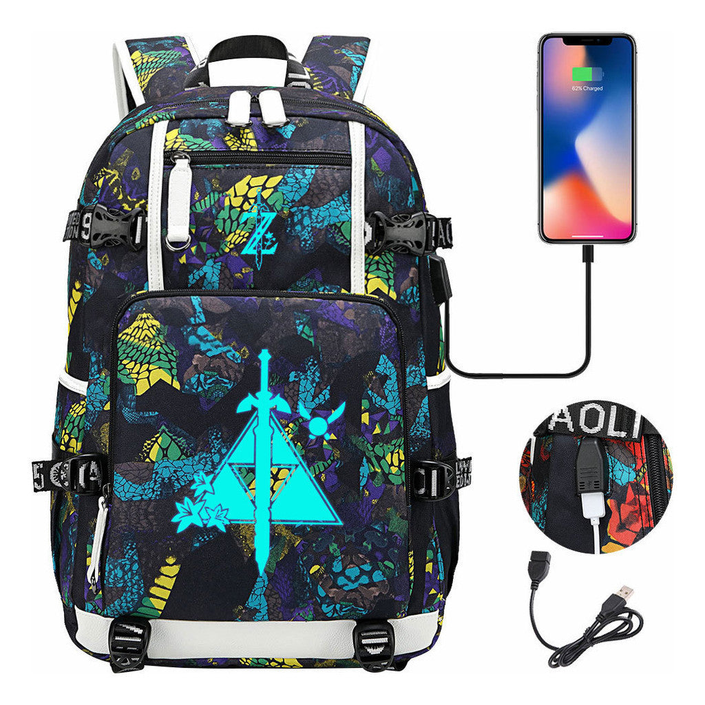 Legend Of Zelda Usb Youth Student Backpack For Men And Women's Leisure Travel Backpack