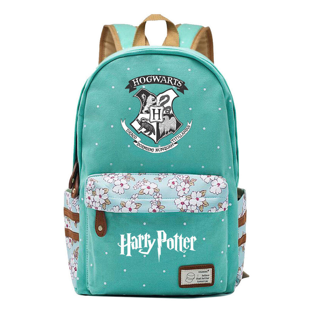School Of Witchcraft And Wizardry Youth Student Backpack, Floral Canvas, Female Backpack