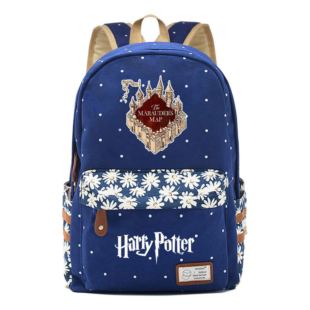 School Of Magic School Teen School Bag Floral Canvas Girl Backpack