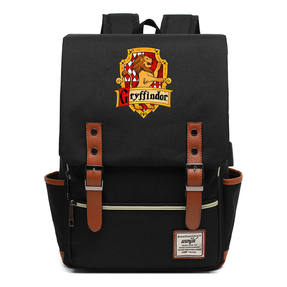 School Of Witchcraft And Wizardry Student Backpack Usb Men's And Women's Leisure Belt Buckle Backpack