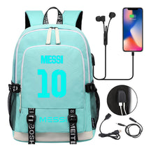 Blue Luminous Sports Football Star Teenagers Schoolbag Usb Leisure Backpack Men And Women