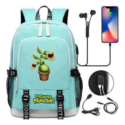 Monster Concert Printed Student Backpack Usb Leisure Backpack