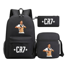Sports star Cristiano Ronaldo printed youth student backpack 3-piece set for boys and girls backpack set