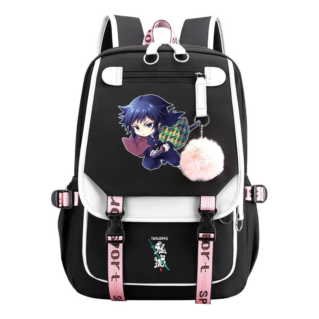 Cartoon Fashion Usb Youth Student Backpack Boy's And Girl's Leisure Ribbon Flip Backpack