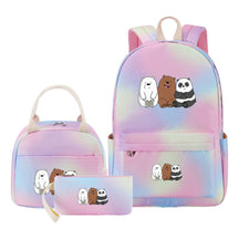 Cartoon Cute Three Cheap Bears Youth Student Girls School Bag Lunch Bag Three Piece Set Backpack Set