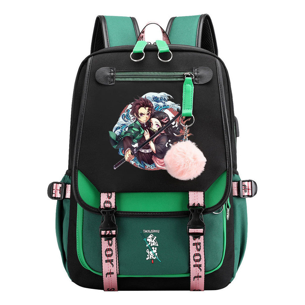 Cartoon Fashion Usb Student Backpack For Boy And Girl, Casual Woven Strap Flip Back Backpack