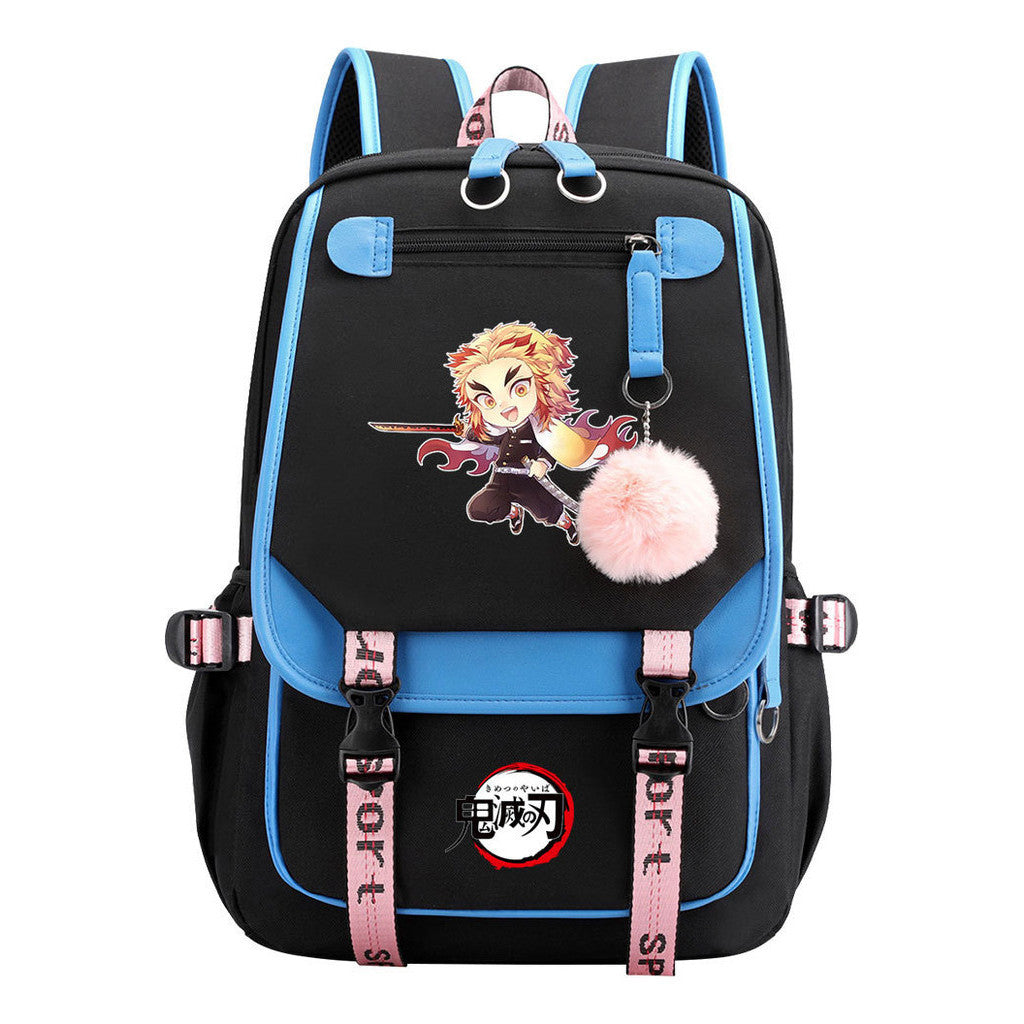 Japanese Cartoon Fashion Usb Student Backpack Casual Woven Flap Backpack
