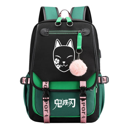 Cartoon Fashion Usb Youth Student School Bag Casual Ribbon Flip Backpack