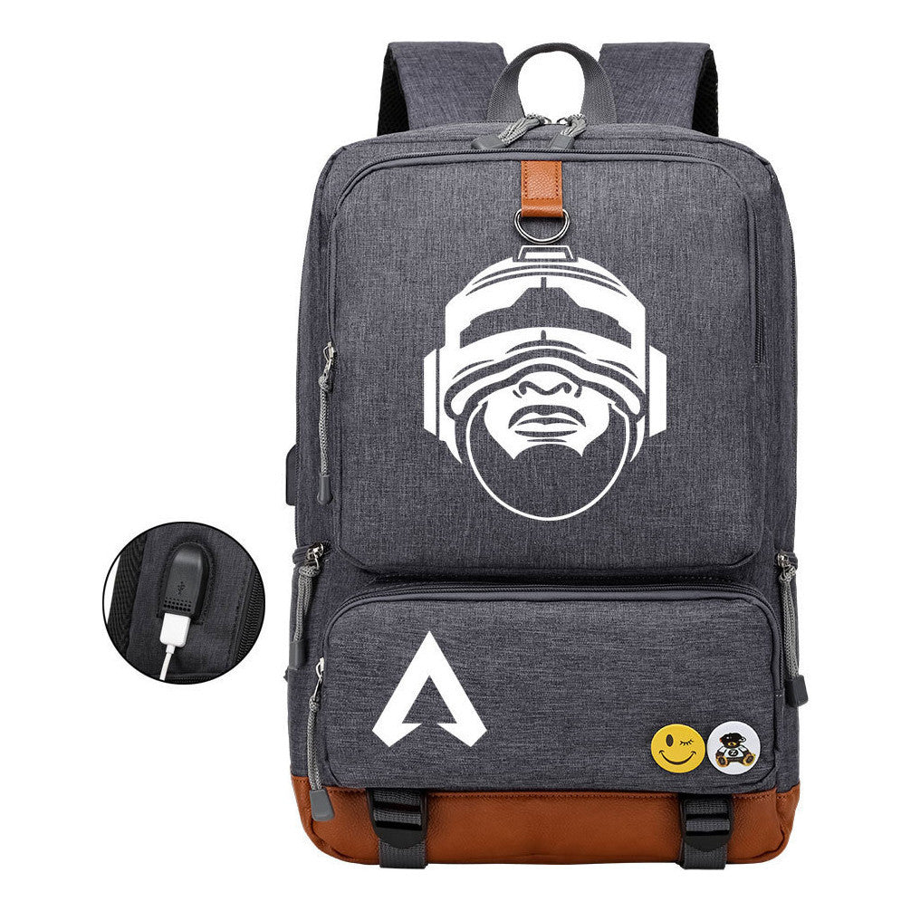 Apex Hero Print Usb Student Backpack For Leisure Travel Backpack