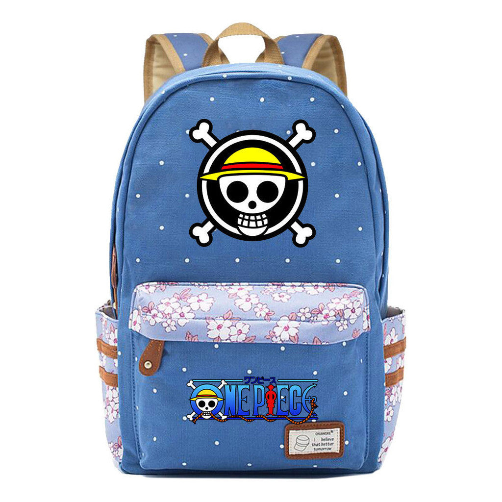 Anime Pirate Wang Lufei Printed Student School Bag Fragmented Flower Leisure Backpack