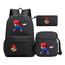 Super Mario Printed Student Backpack Three Piece Set For Men And Women's Backpack Set