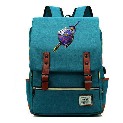 Printed Youth Student Backpack Usb Men's And Women's Casual Backpack