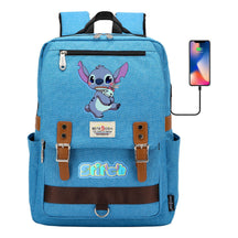 Anime Star Baby Stitch Printed Youth Student School Bag Casual Magnetic Buckle Backpack