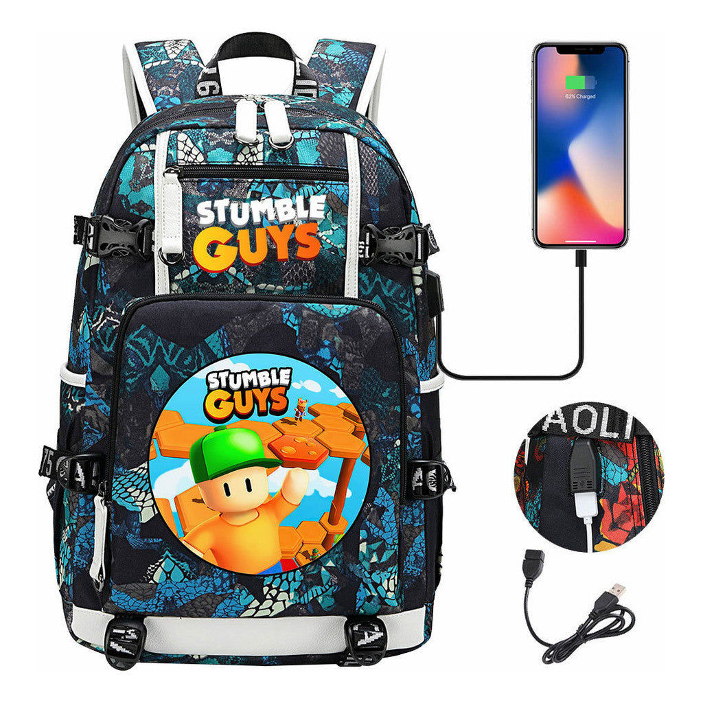 Usb Printed Student Backpack For Men And Women's Leisure Travel Backpack