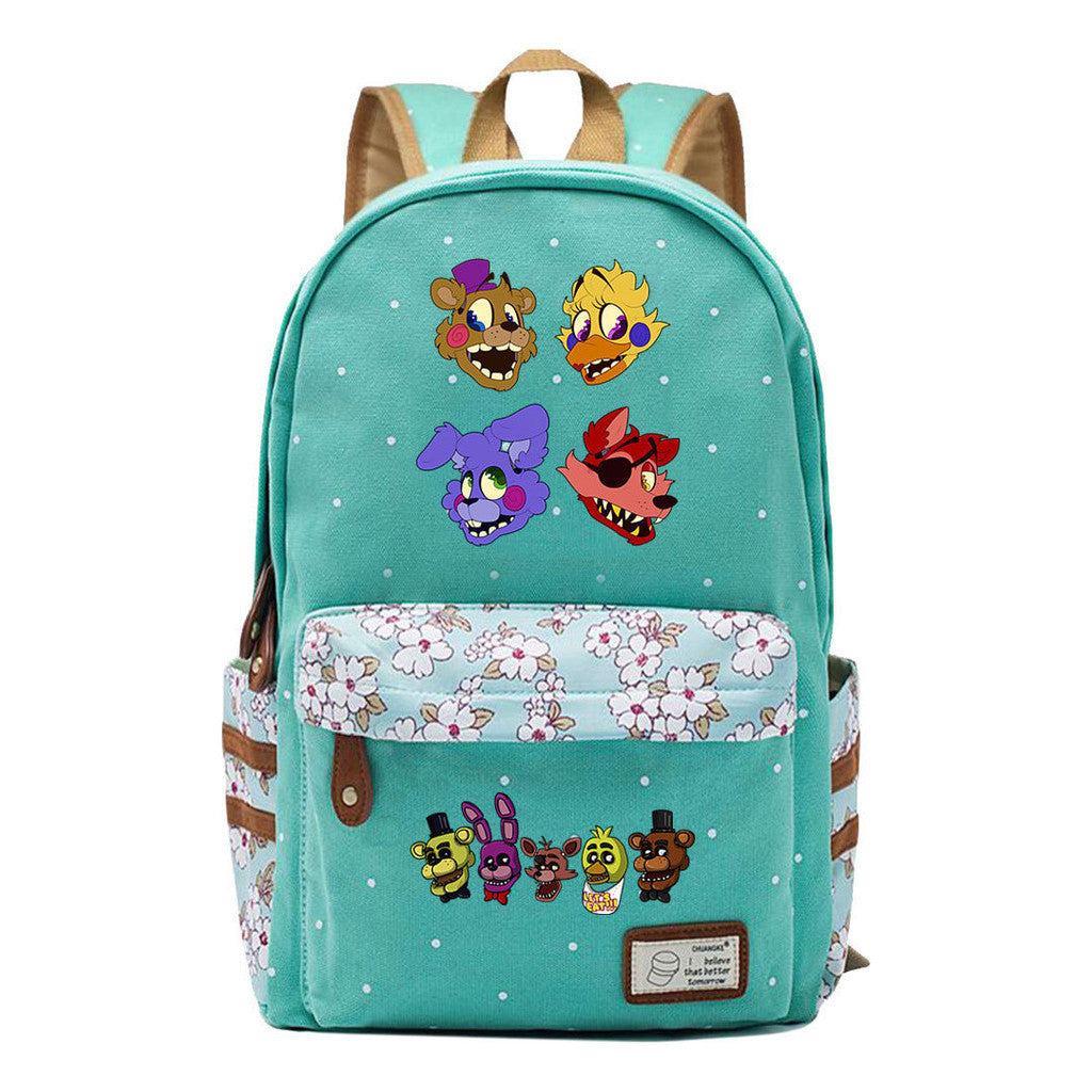 Toy Bear Game, Fashionable Print, Teenage Girl Student Backpack, Casual Canvas Backpack