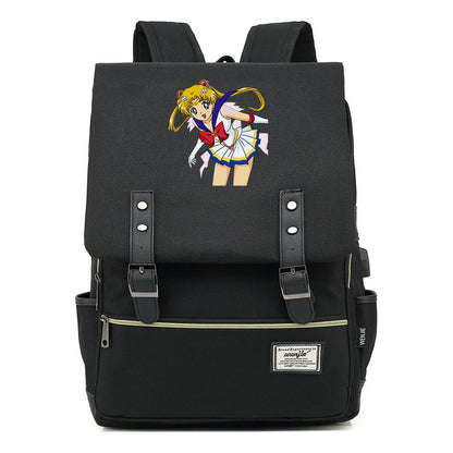 Anime Beauty Girl Warrior Youth Student School Bag Usb Men's And Women's Leisure Backpack