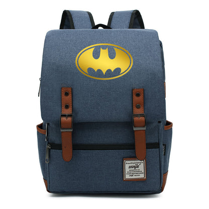 Golden Hero Batman Printed Youth Student School Bag Casual Belt Buckle Classic Backpack