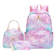 Beautiful Girl Warrior Teenage Student Girl Backpack Lunch Bag Three Piece Set Backpack Cover